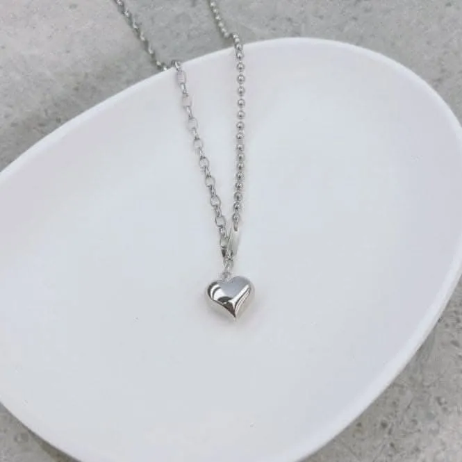 Sterling Silver Rhodium Plated Solid Heart Necklace ERLN011 Ania Haie Jewellery