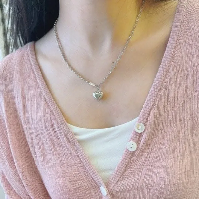 Sterling Silver Rhodium Plated Solid Heart Necklace ERLN011 Ania Haie Jewellery