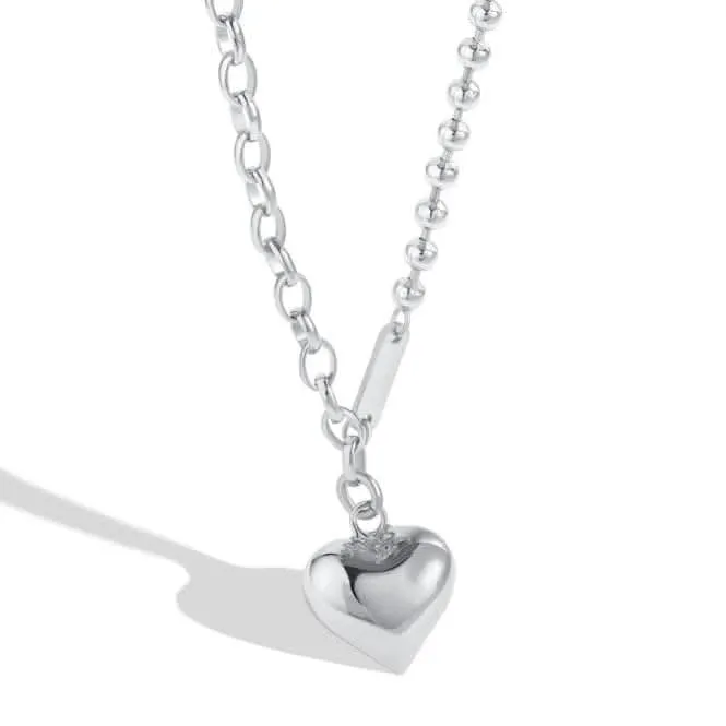 Sterling Silver Rhodium Plated Solid Heart Necklace ERLN011 Ania Haie Jewellery