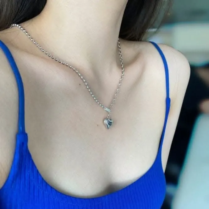 Sterling Silver Rhodium Plated Solid Heart Necklace ERLN011 Ania Haie Jewellery