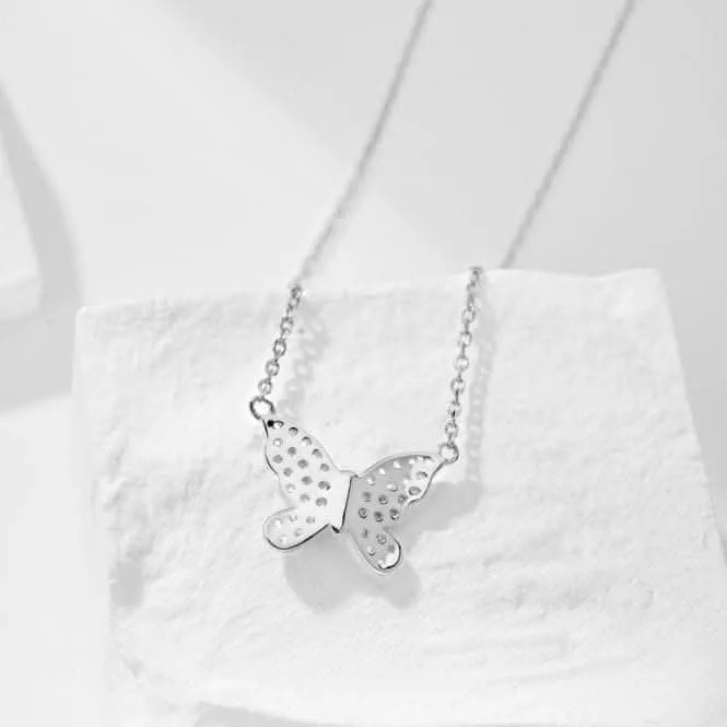 Sterling Silver Rhodium Plated Sparkling Butterfly Necklace ERLN023 Ania Haie Jewellery