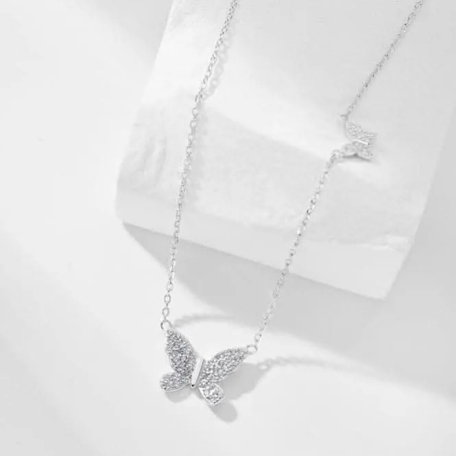 Sterling Silver Rhodium Plated Sparkling Butterfly Necklace ERLN023 Ania Haie Jewellery