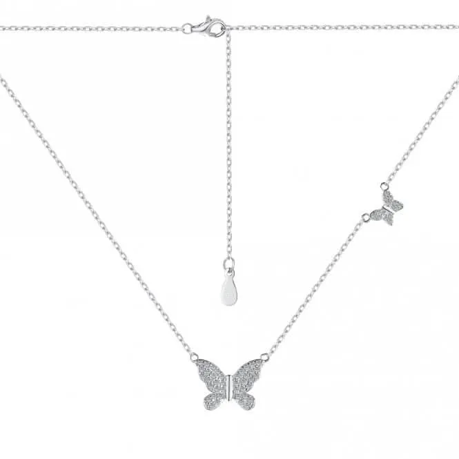 Sterling Silver Rhodium Plated Sparkling Butterfly Necklace ERLN023 Ania Haie Jewellery