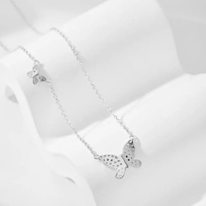 Sterling Silver Rhodium Plated Sparkling Butterfly Necklace ERLN023 Ania Haie Jewellery