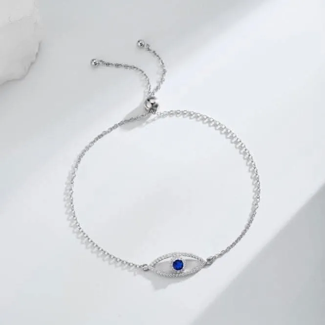 Sterling Silver Rhodium Plated Sparkling Zirconia Evil Eye Bracelet ERLB051 Ania Haie Jewellery