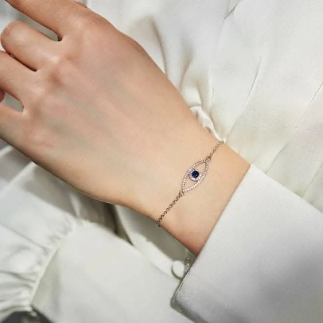 Sterling Silver Rhodium Plated Sparkling Zirconia Evil Eye Bracelet ERLB051 Ania Haie Jewellery