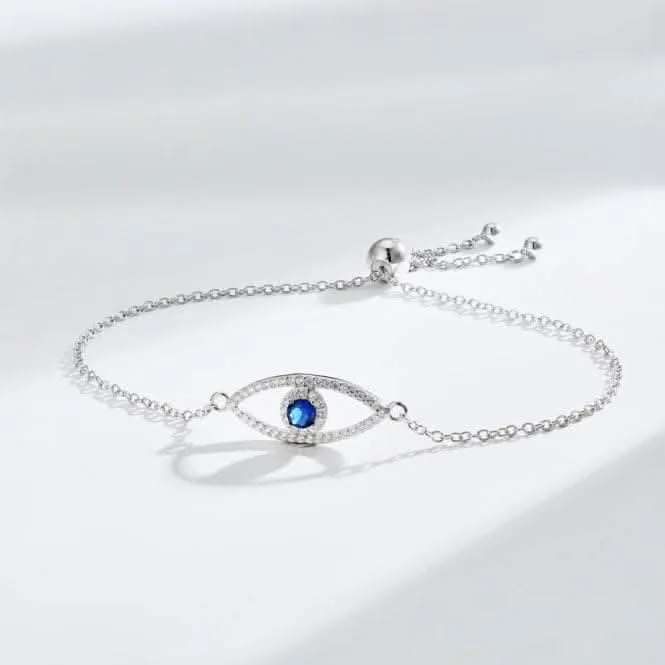 Sterling Silver Rhodium Plated Sparkling Zirconia Evil Eye Bracelet ERLB051 Ania Haie Jewellery