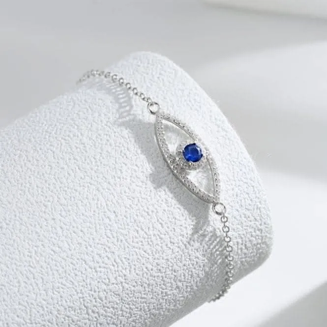 Sterling Silver Rhodium Plated Sparkling Zirconia Evil Eye Bracelet ERLB051 Ania Haie Jewellery