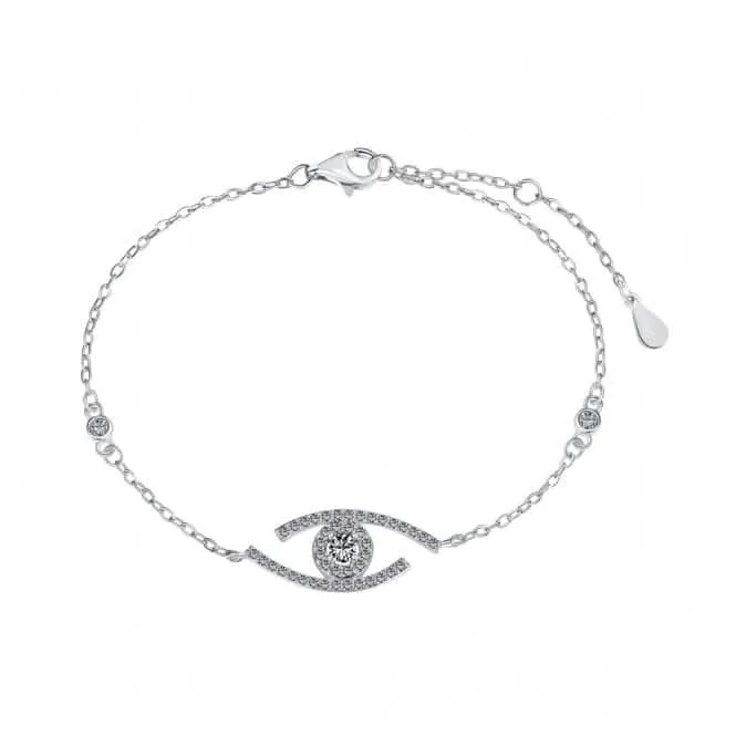 Sterling Silver Rhodium Plated Sparkling Zirconia Evil Eye Bracelet ERLB053 Ania Haie Jewellery