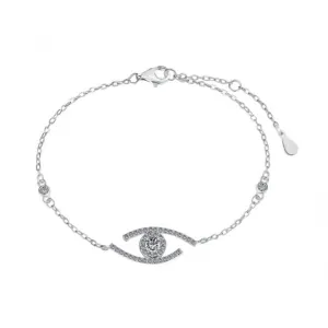 Sterling Silver Rhodium Plated Sparkling Zirconia Evil Eye Bracelet ERLB053 Ania Haie Jewellery
