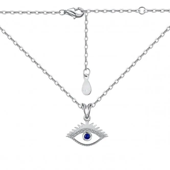Sterling Silver Rhodium Plated Sparkling Zirconia Evil Eye Necklace ERLN043 Ania Haie Jewellery