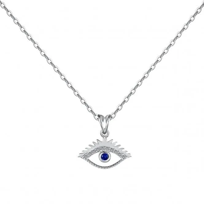 Sterling Silver Rhodium Plated Sparkling Zirconia Evil Eye Necklace ERLN043 Ania Haie Jewellery