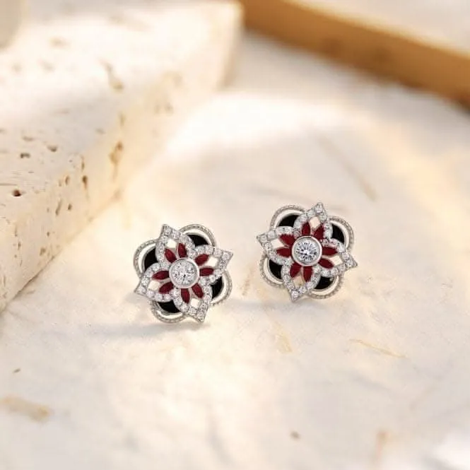 Sterling Silver Rhodium Plated Sparkling Zirconia Lucky 4 Leaf Earrings ERLE076 Ania Haie Jewellery