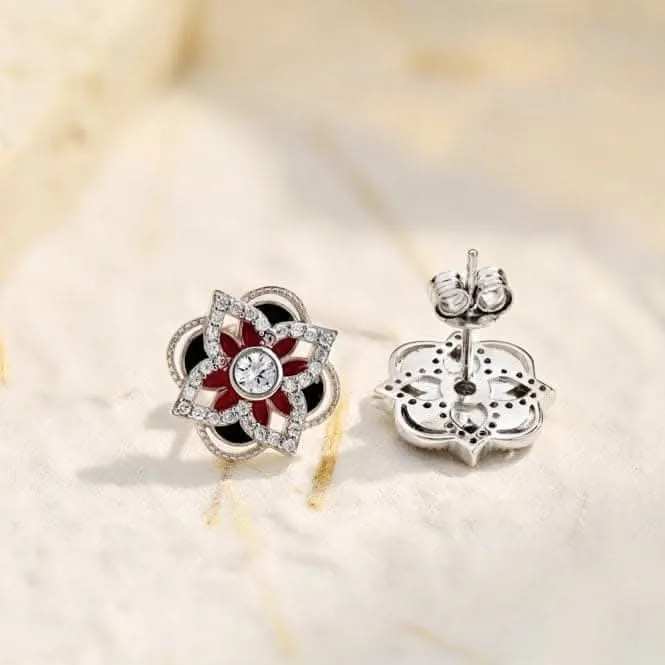 Sterling Silver Rhodium Plated Sparkling Zirconia Lucky 4 Leaf Earrings ERLE076 Ania Haie Jewellery