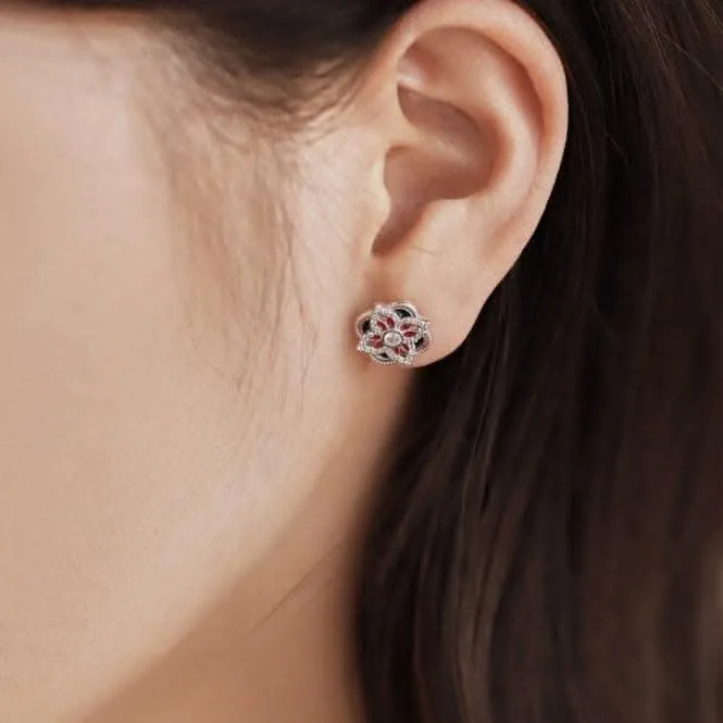Sterling Silver Rhodium Plated Sparkling Zirconia Lucky 4 Leaf Earrings ERLE076 Ania Haie Jewellery