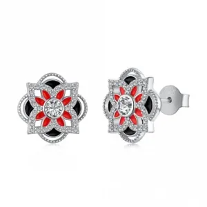 Sterling Silver Rhodium Plated Sparkling Zirconia Lucky 4 Leaf Earrings ERLE076 Ania Haie Jewellery