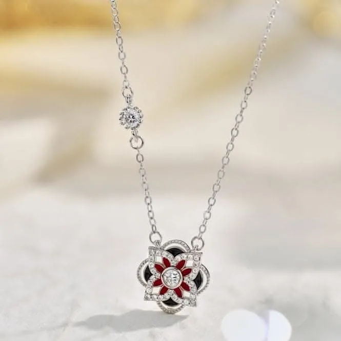 Sterling Silver Rhodium Plated Sparkling Zirconia Lucky 4 Leaf Necklace ERLN027 Ania Haie Jewellery