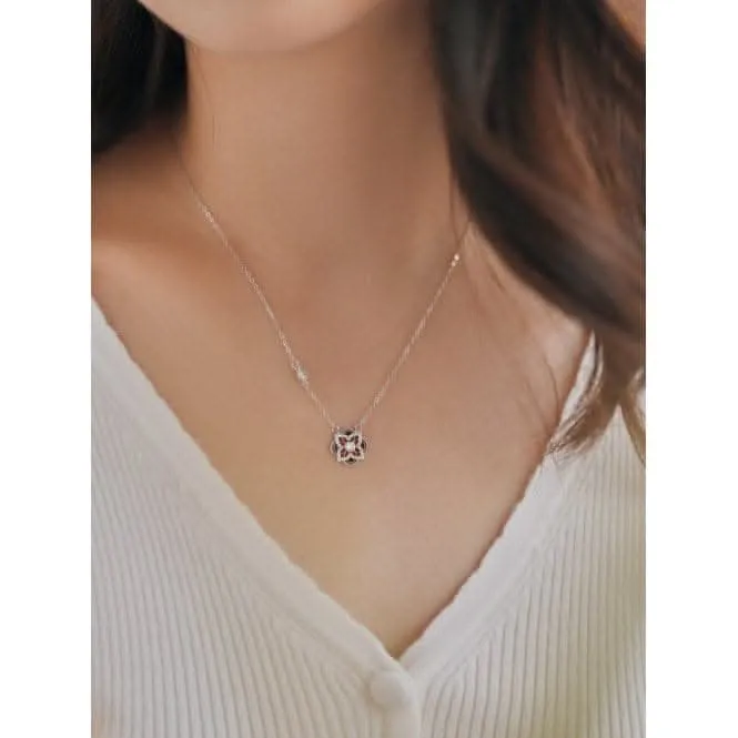 Sterling Silver Rhodium Plated Sparkling Zirconia Lucky 4 Leaf Necklace ERLN027 Ania Haie Jewellery