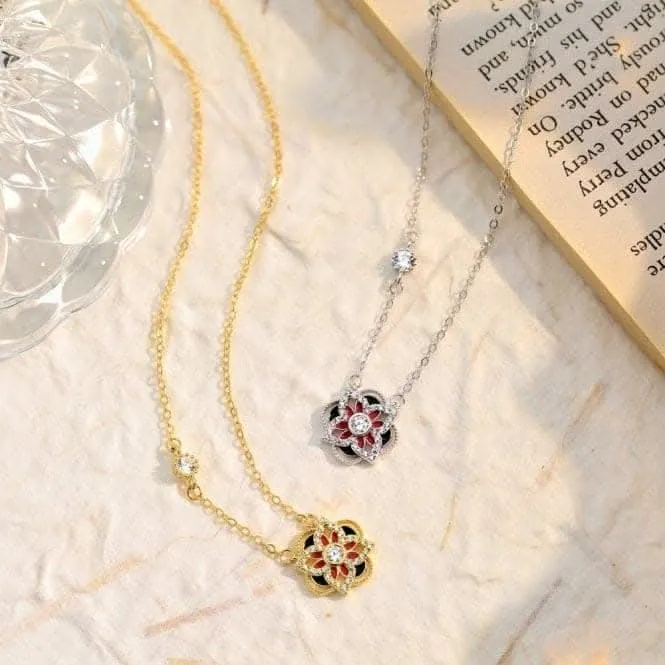 Sterling Silver Rhodium Plated Sparkling Zirconia Lucky 4 Leaf Necklace ERLN027 Ania Haie Jewellery