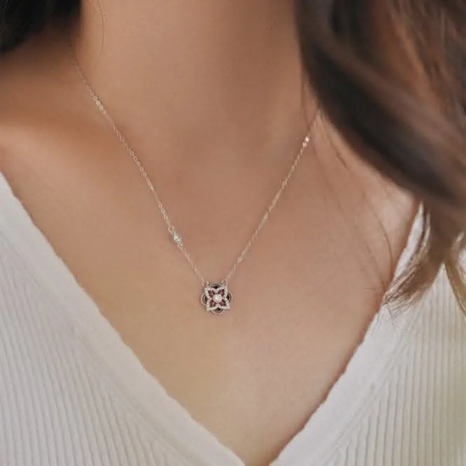 Sterling Silver Rhodium Plated Sparkling Zirconia Lucky 4 Leaf Necklace ERLN027 Ania Haie Jewellery