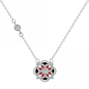 Sterling Silver Rhodium Plated Sparkling Zirconia Lucky 4 Leaf Necklace ERLN027 Ania Haie Jewellery