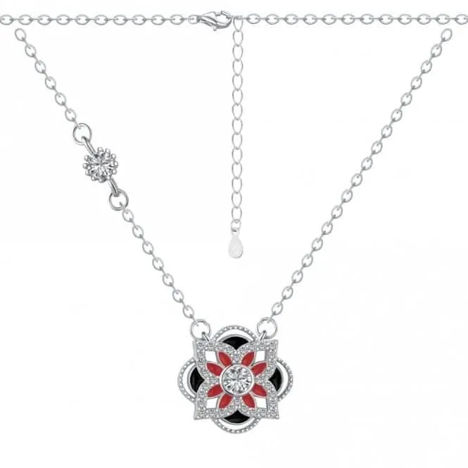 Sterling Silver Rhodium Plated Sparkling Zirconia Lucky 4 Leaf Necklace ERLN027 Ania Haie Jewellery