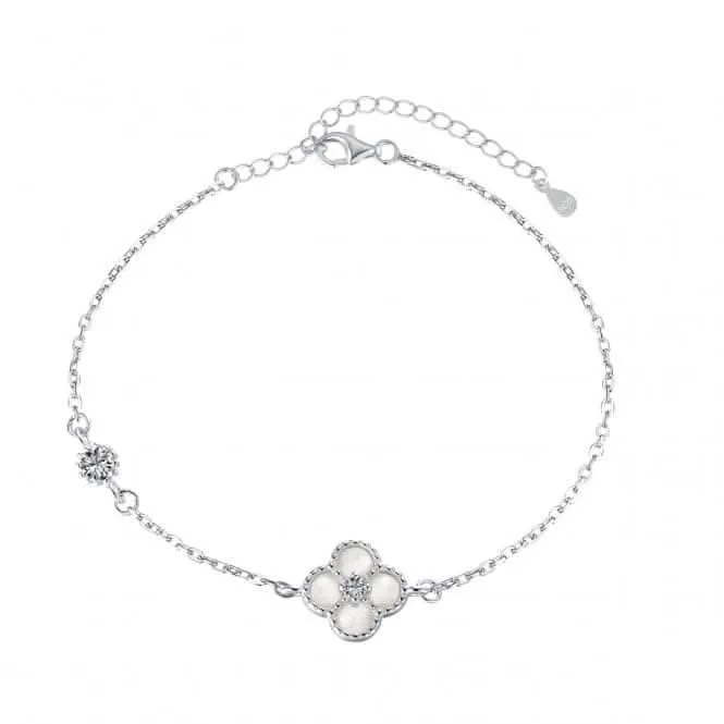 Sterling Silver Rhodium Plated White Lucky 4 Leaf Bracelet ERLB044 Ania Haie Jewellery