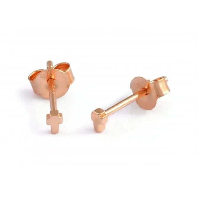 Sterling Silver Rose Gold Plated Cross Stud Earrings Ania Haie Jewellery