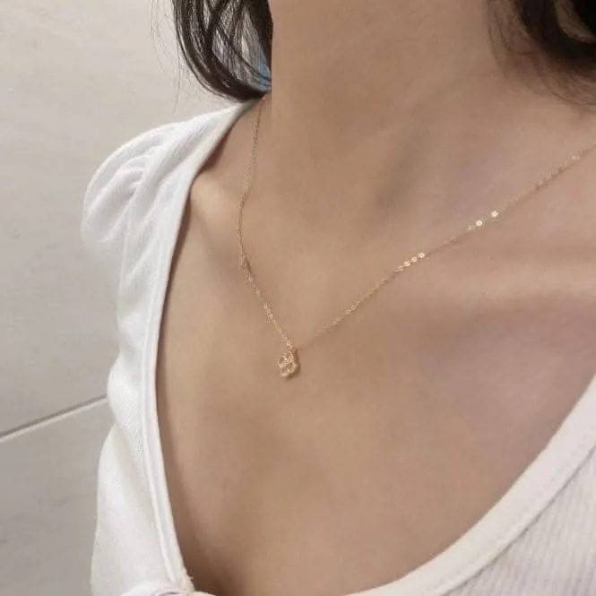 Sterling Silver Rose Gold Plated White Lucky 4 Leaf Necklace ERLN032 Ania Haie Jewellery