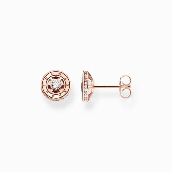 Sterling Silver Rose Gold Plated White Stones Ear Studs H2062-416-14 Thomas Sabo Earrings
