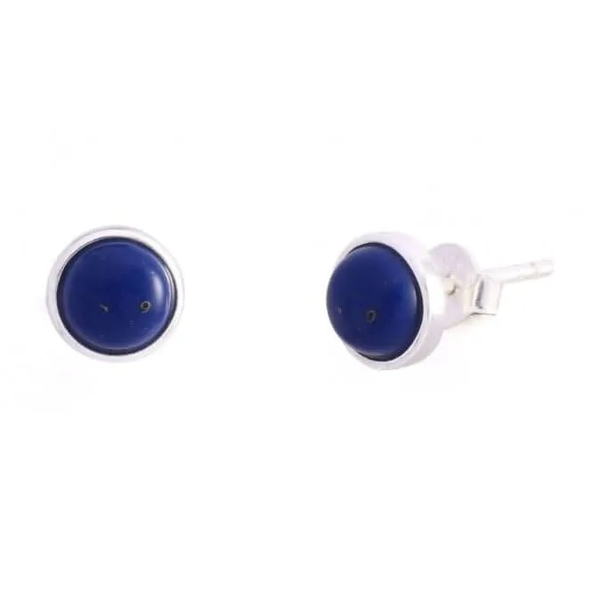 Sterling Silver Round Synthetic Lapis Stud Earrings ERLE005 Ania Haie Jewellery