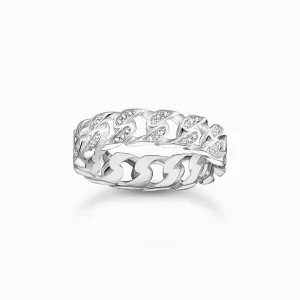 Sterling Silver Slim Chain Link White Stones Ring TR2500-051-14 Thomas Sabo Rings