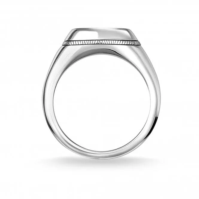 Sterling Silver Yellow Gold Coloured Signet Mens Ring TR2296-966-39 Thomas Sabo Rings