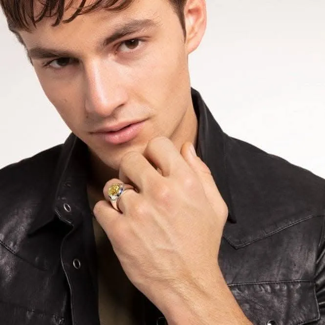Sterling Silver Yellow Gold Coloured Signet Mens Ring TR2296-966-39 Thomas Sabo Rings