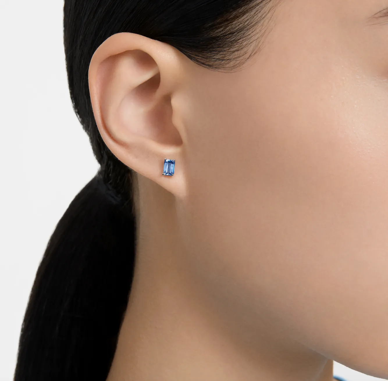 Swarovski Jewellery Chroma Cushion Blue Silver Stud Earrings