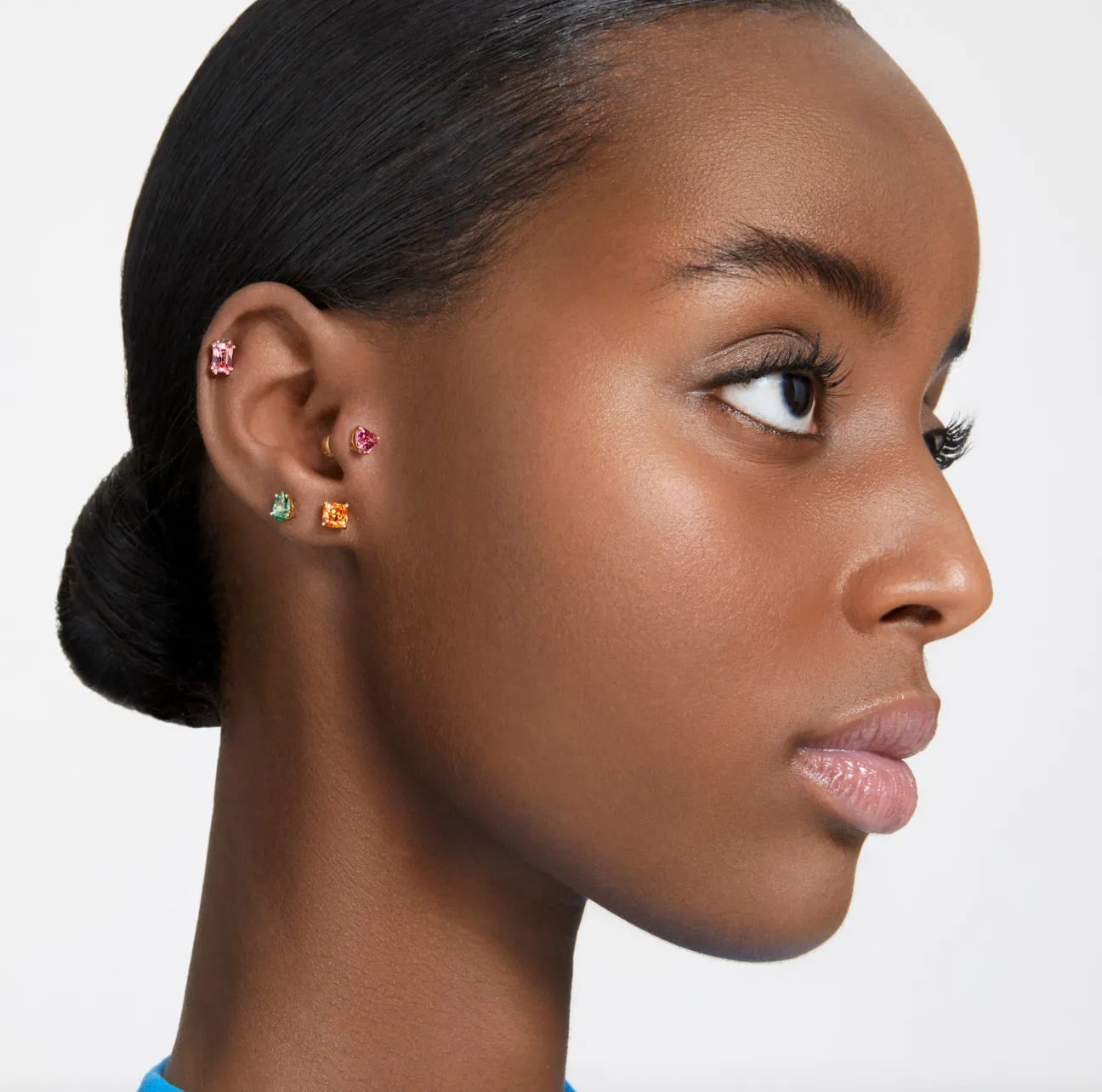 Swarovski Jewellery Chroma Red Heart Gold Stud Earrings