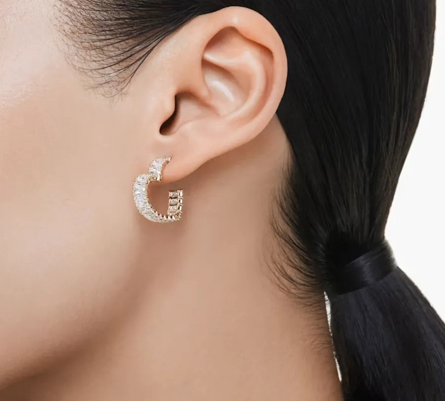 Swarovski Jewellery Gold Matrix Heart Hoop Earrings
