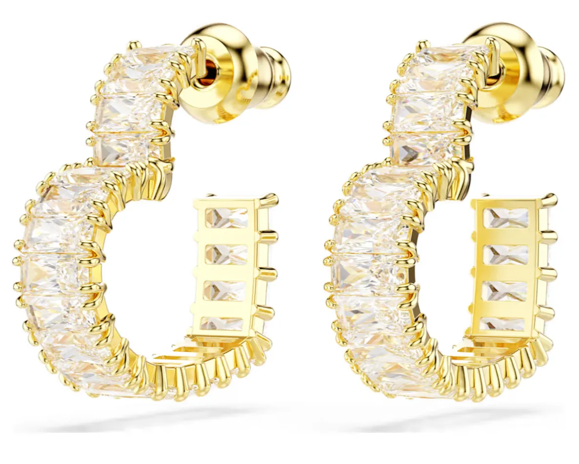 Swarovski Jewellery Gold Matrix Heart Hoop Earrings