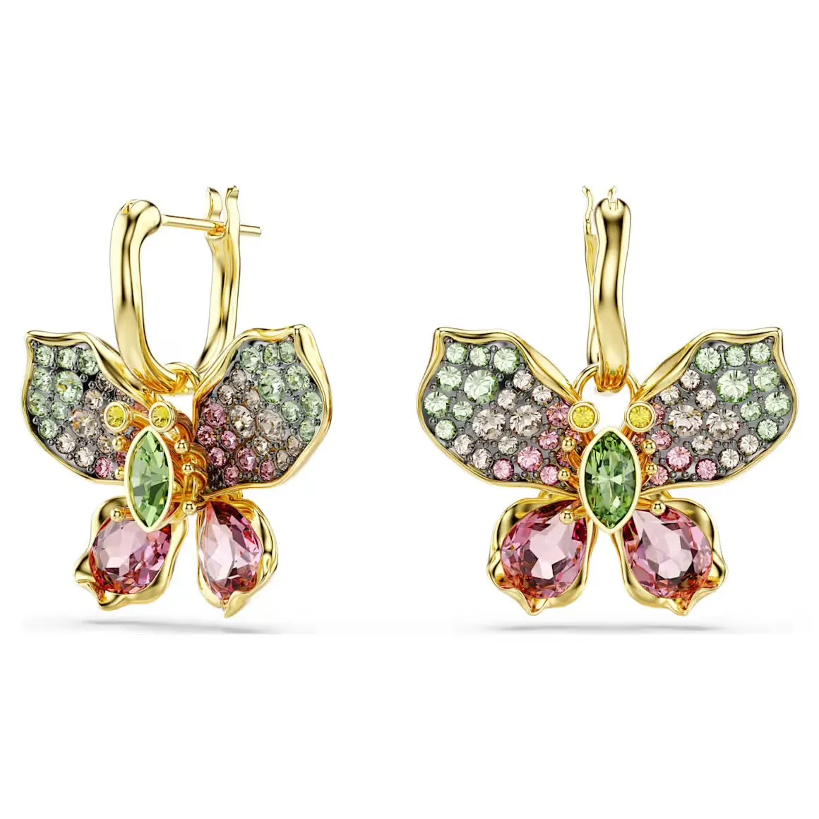 Swarovski Jewellery Idyllia Multicoloured Mixed Cuts Pave Butterfly Gold Drop Earrings