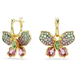 Swarovski Jewellery Idyllia Multicoloured Mixed Cuts Pave Butterfly Gold Drop Earrings