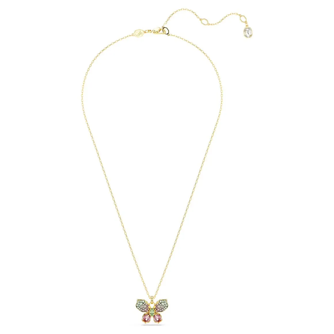 Swarovski Jewellery Idyllia Multicoloured Mixed Cuts Pave Butterfly Gold Necklace
