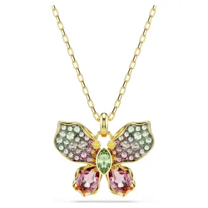 Swarovski Jewellery Idyllia Multicoloured Mixed Cuts Pave Butterfly Gold Necklace