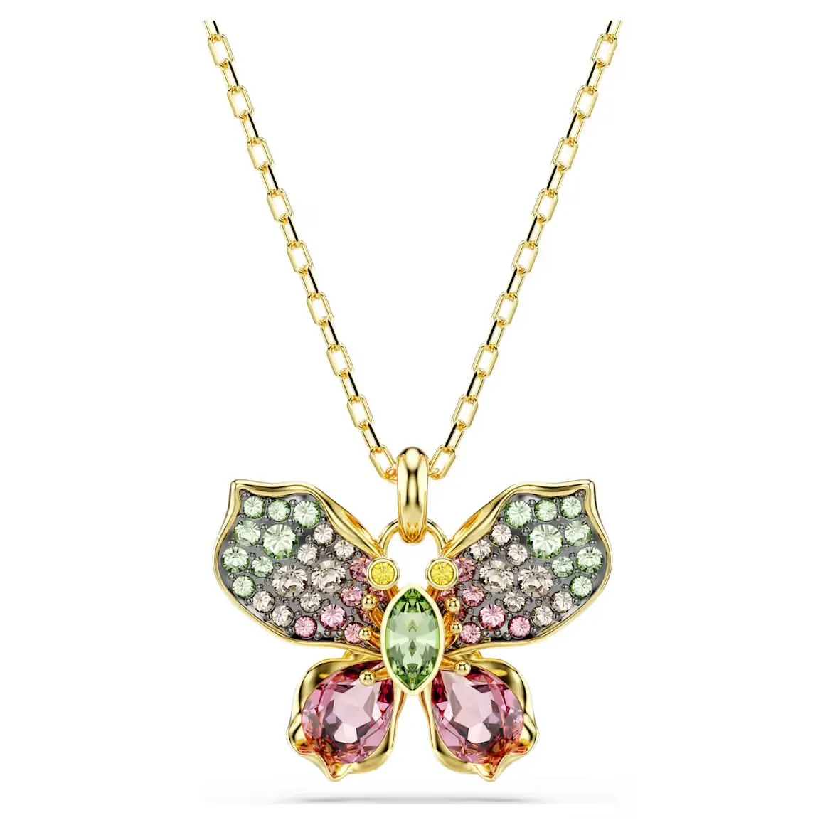 Swarovski Jewellery Idyllia Multicoloured Mixed Cuts Pave Butterfly Gold Necklace
