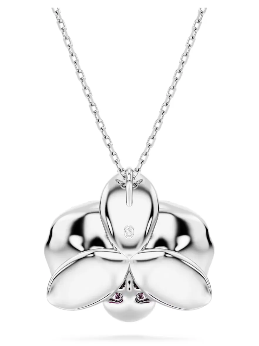 Swarovski Jewellery Idyllia pendant Flower, Pink, Rhodium plated