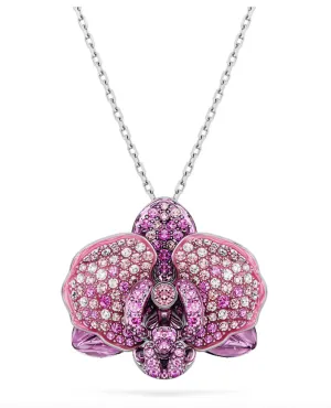 Swarovski Jewellery Idyllia pendant Flower, Pink, Rhodium plated