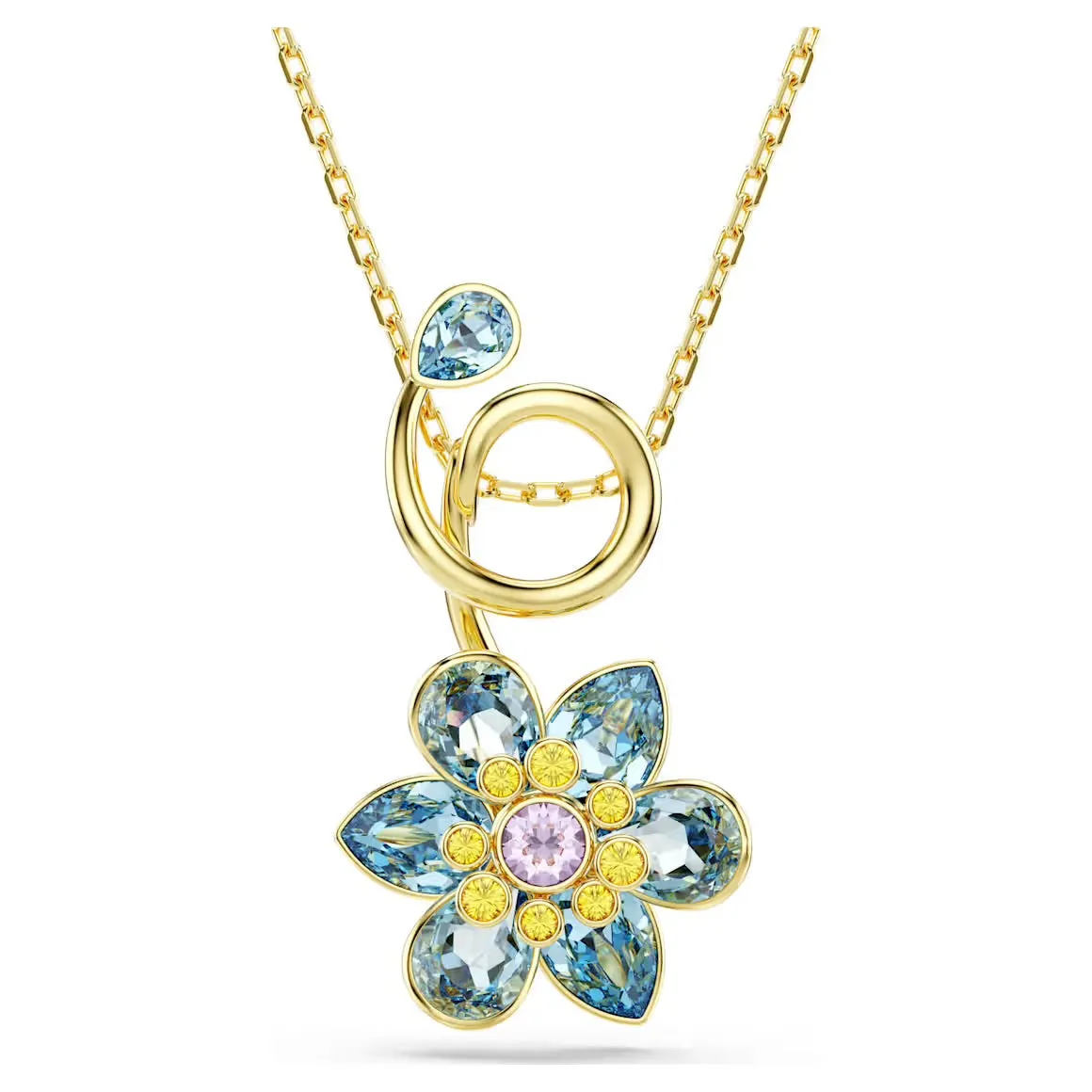 Swarovski Jewellery Idyllic Multicoloured Flower Mixed Cuts Gold Drop Necklace
