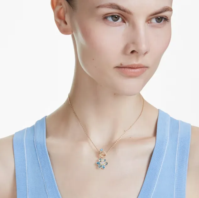 Swarovski Jewellery Idyllic Multicoloured Flower Mixed Cuts Gold Drop Necklace