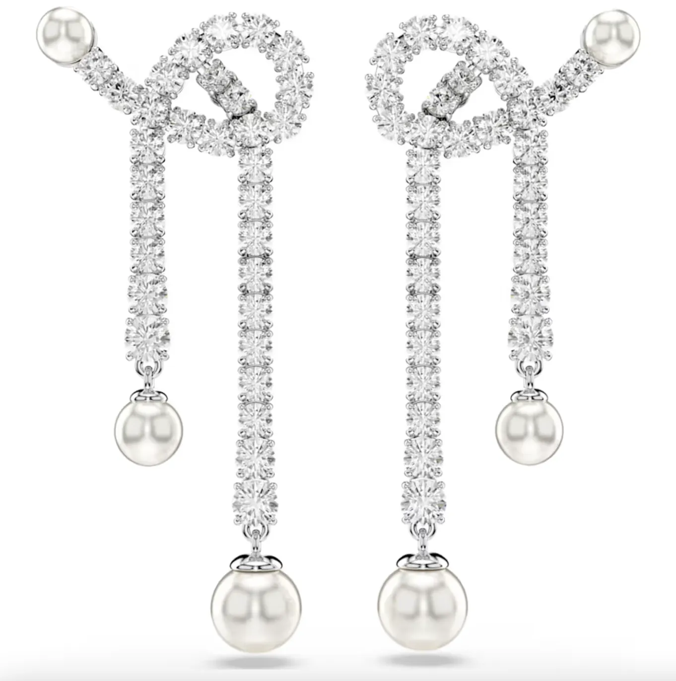 Swarovski Jewellery Matrix Crystal Pearl Round Cut, White Drop Earring