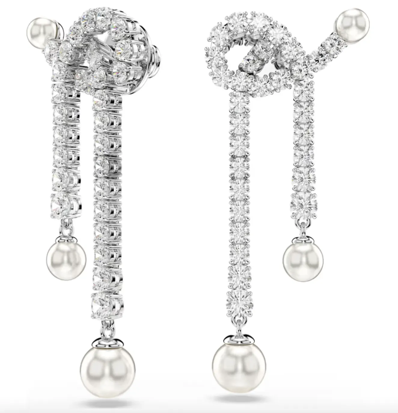 Swarovski Jewellery Matrix Crystal Pearl Round Cut, White Drop Earring