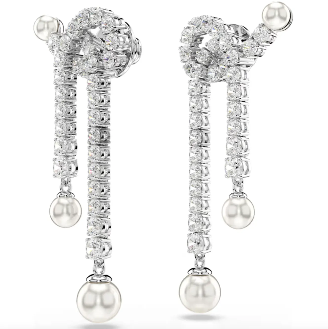 Swarovski Jewellery Matrix Crystal Pearl Round Cut, White Drop Earring